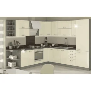 Cabinet inferior, crem extra lucios/gri, PRADO 80 D 2F BB