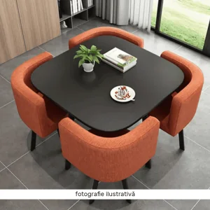 Set de mobilier dining 1+4, maro deschis/natural, BEVIS NEW