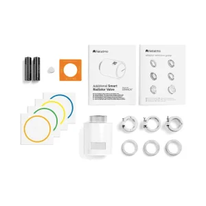 Kit termostat de ambient si 6 capete termostat smart pentru calorifer Netatmo, WI-FI, cu afisaj digital LCD, compatibile cu IOS sau Android, control de la distanta, detectare fereastra deschisa, programabil