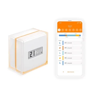 Kit termostat de ambient si 1 capet termostat smart pentru calorifer Netatmo, WI-FI, cu afisaj digital LCD, compatibile cu IOS sau Android, control de la distanta, detectare fereastra deschisa, programabil