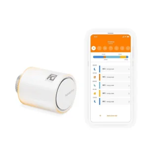 Kit termostat de ambient si 7 capete termostat smart pentru calorifer Netatmo, WI-FI, cu afisaj digital LCD, compatibile cu IOS sau Android, control de la distanta, detectare fereastra deschisa, programabil