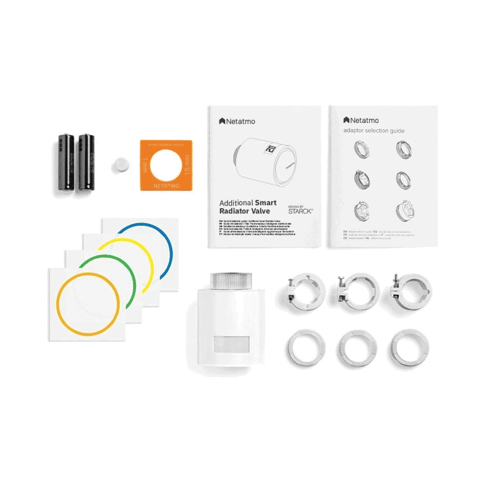 Kit termostat de ambient si 5 capete termostat smart pentru calorifer Netatmo, WI-FI, cu afisaj digital LCD, compatibile cu IOS sau Android, control de la distanta, detectare fereastra deschisa, programabil 7