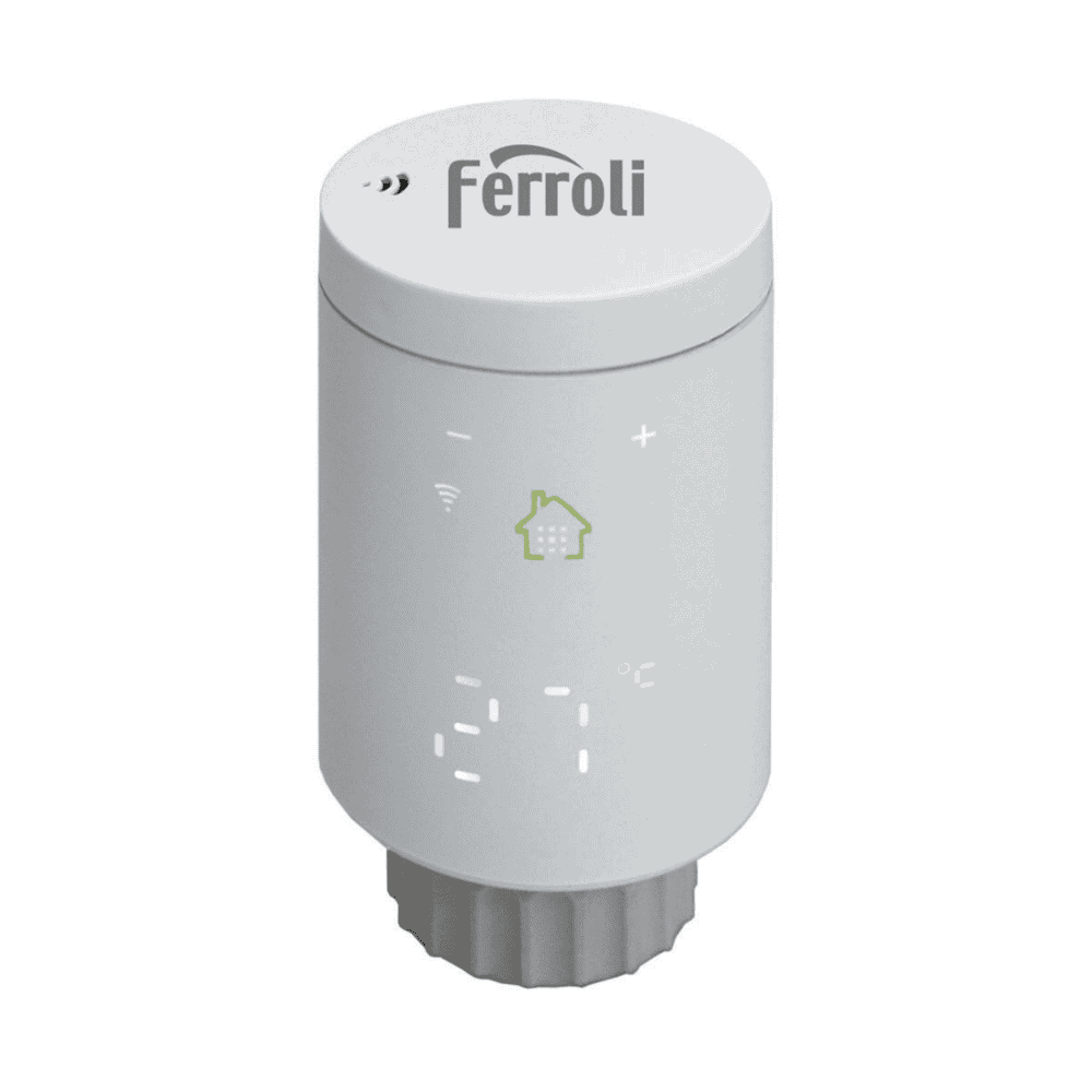 Kit controler gateway si 8 capete termostat smart pentru calorifer Ferroli, Wi-Fi, control de la distanta, siguranta pentru copii, detectare fereastra deschisa, afisaj digital, programabil, alb 2