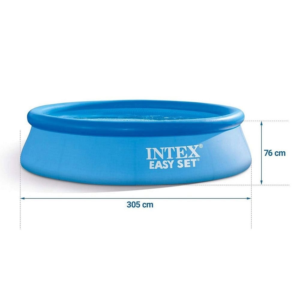 ​Piscina, realizata din material PVC durabil cu 3 straturi, capacitate 3853 litri, cu prelata, kit de reparare, 305 x 76 cm, albastra 3