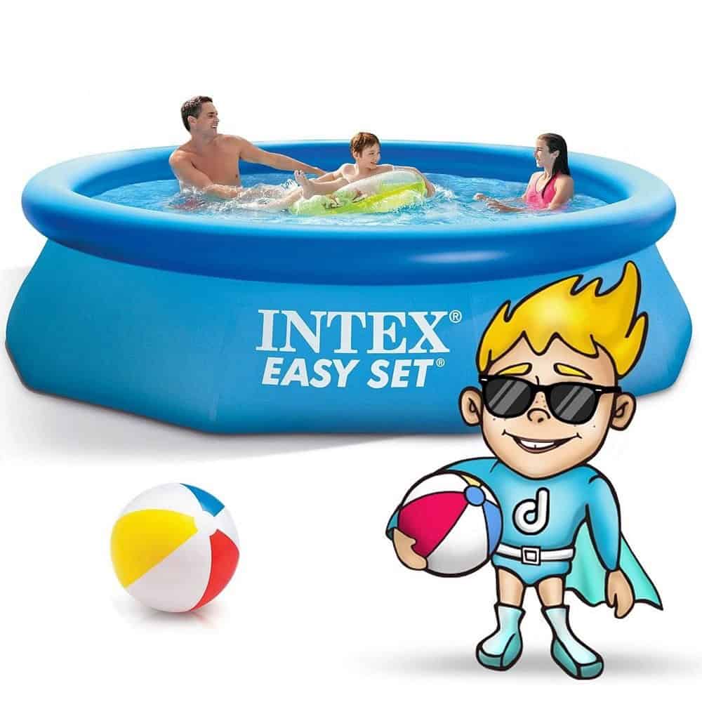 ​Piscina, realizata din material PVC durabil cu 3 straturi, capacitate 3853 litri, cu prelata, kit de reparare, 305 x 76 cm, albastra 5
