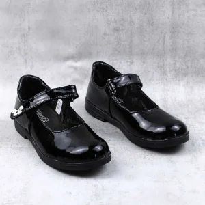 Pantofi usori , de copii , din lac sintetic , cu bareta 2072-NEGRU
