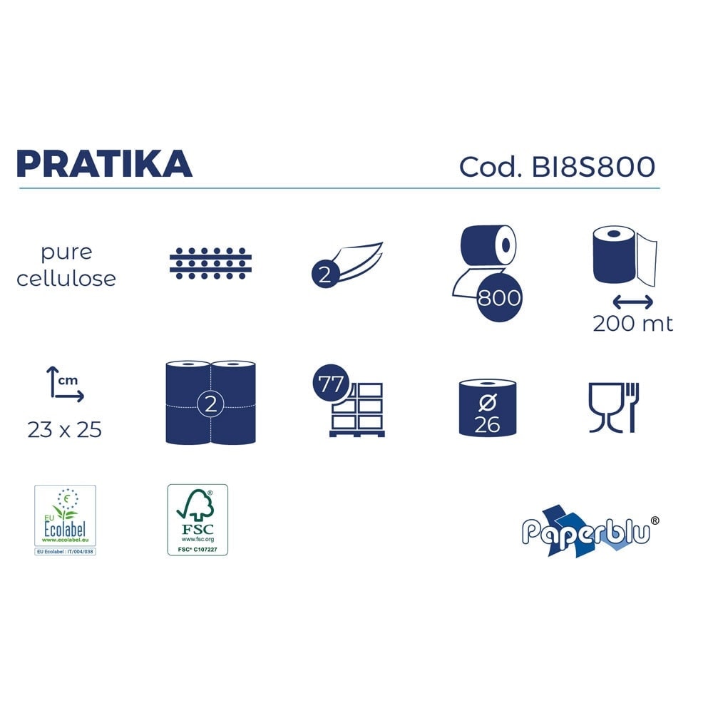 Set 2 role prosop hartie cu 2 straturi, Paperdi Pratika 200 m 4