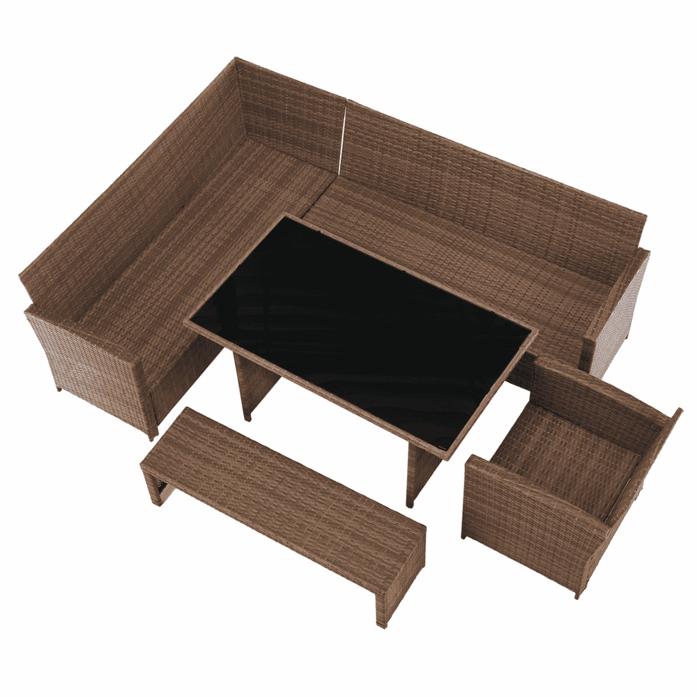 Set de gradina din ratan, gri-maro/maro deschis, SAGIR 3