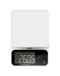 Cantar de bucatarie ETA Popi 6770 90000, 5 Kg, precizie 0.1 g, afisaj LCD, functie TARA, alb