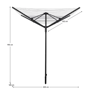 Uscator de haine de gradina, negru, 45 m, ROTARY NEW TYP 3