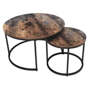 Masute de cafea, set de 2, nuc/negru, CIRKO