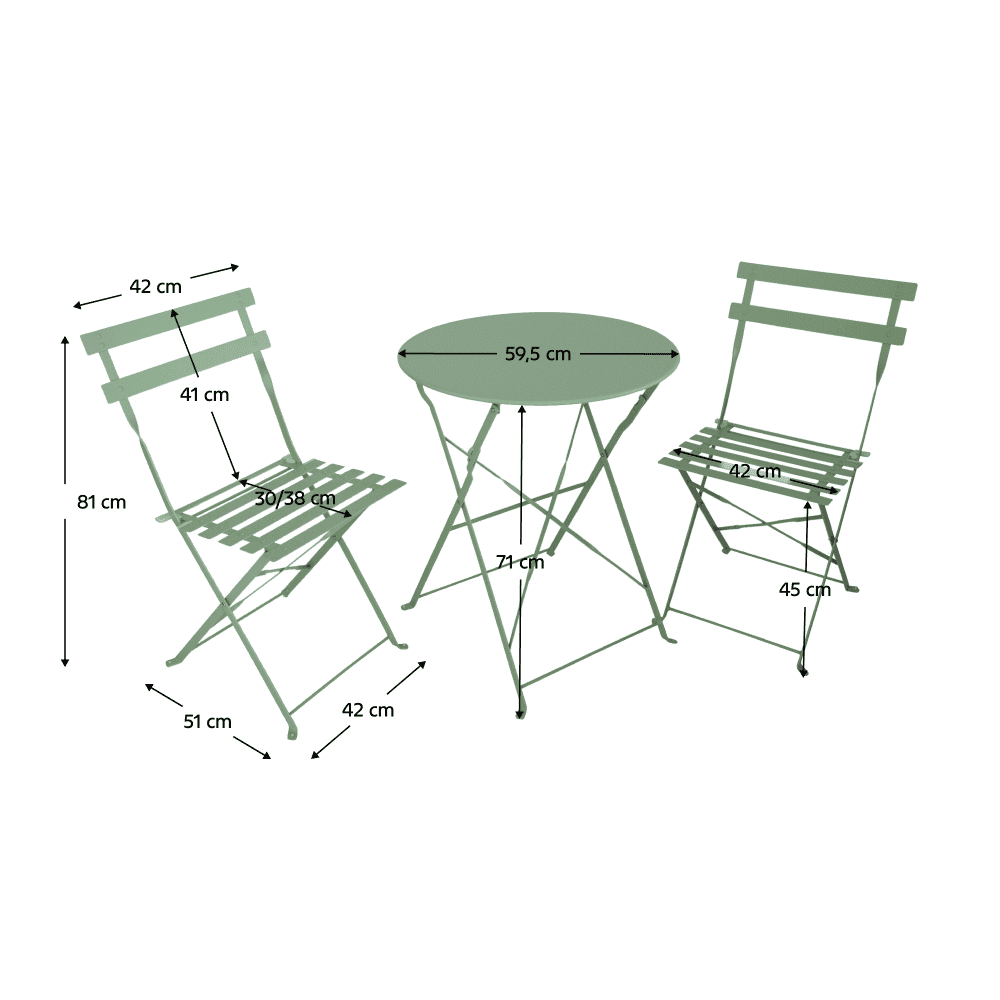 Set gradina 1+2, verde, otel, OBAX NEW 5