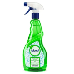 Solutie dezinfectanta suprafete mici Igienol, lichid fara clor, antibacterian, parfum mar, 750 ml, pulverizator, verde