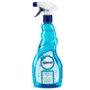 Solutie dezinfectanta suprafete mici Igienol, lichid fara clor, antibacterian, parfum marin, 750 ml, pulverizator, albastru