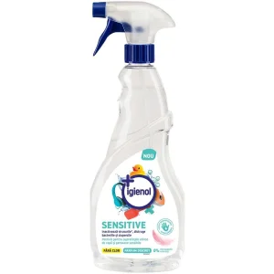 ​Solutie dezinfectanta suprafete si obiecte Igienol, lichid fara clor, antibacterian sensitive, 750 ml, pulverizator, alb​