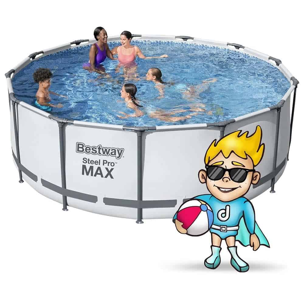 ​Piscina cu cadru metalic, material PVC, pompa de filtrare, filtru pompa tip II, scara, folie si prelata, minge, aripioare de inot, capacitate 12690 litri, forma rotunda, 396 x 122 cm 4