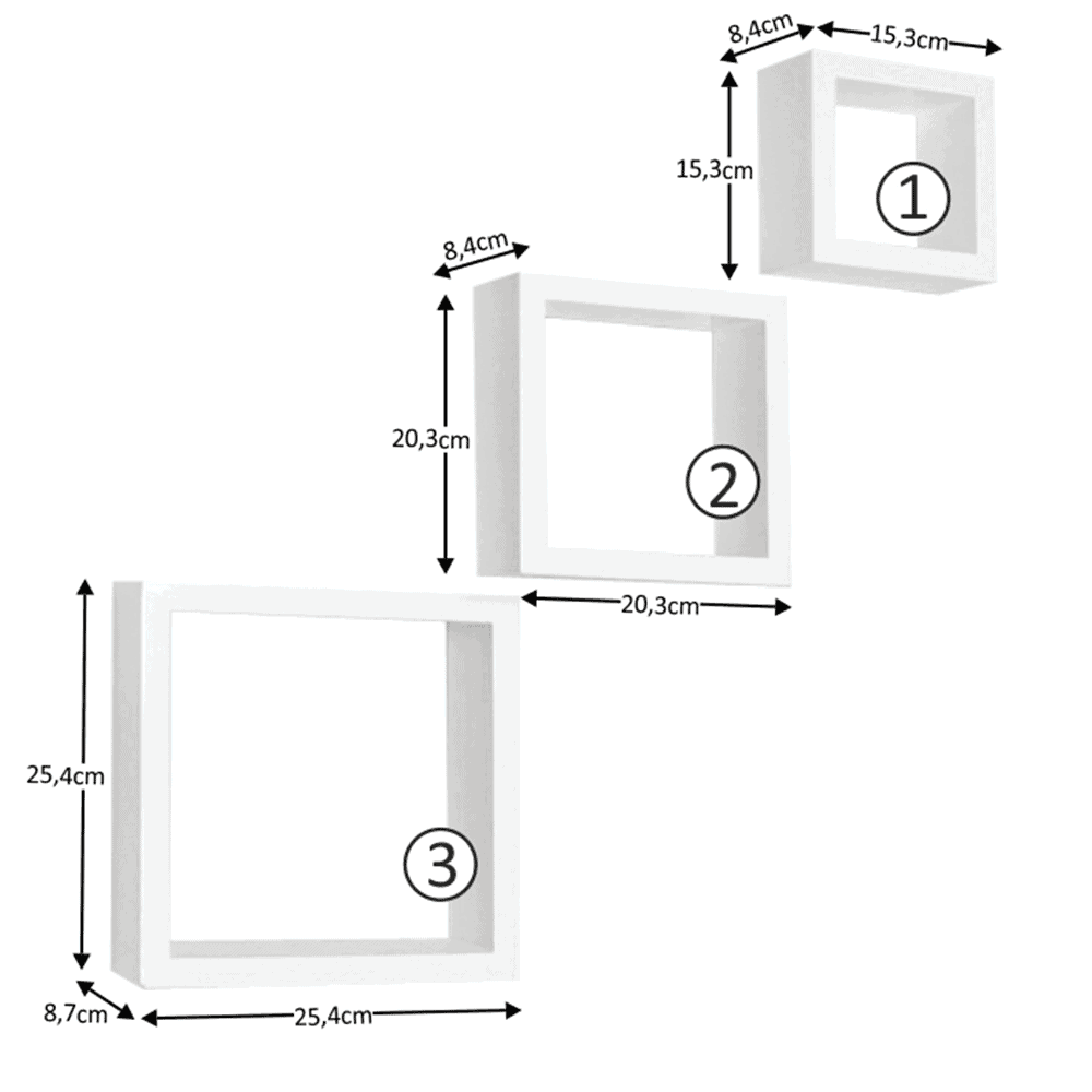Set rafturi 3 buc, alb, KVADRO NEW DR-WS-6103 3
