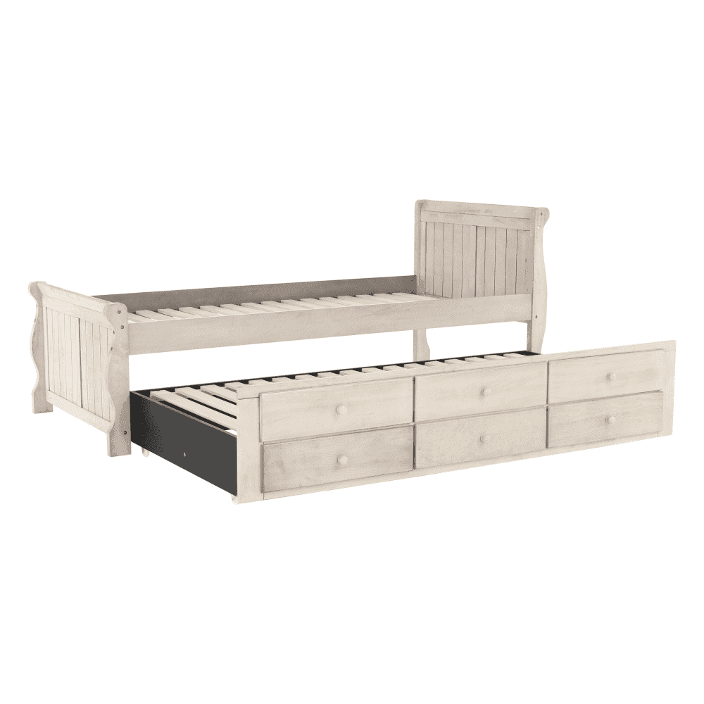 Pat cu pat suplimentar, alb antic, 90x200, ANTIKO 16
