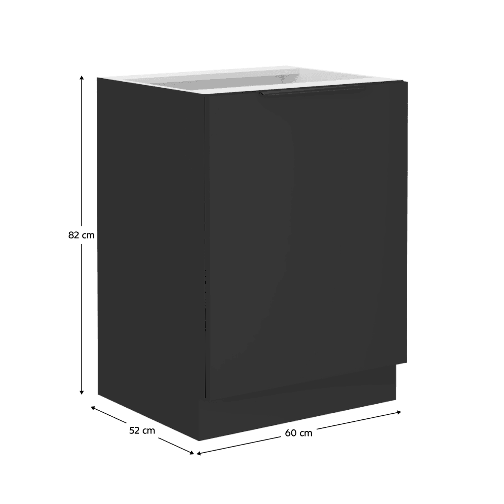 Dulap inferior, negru, SIBER 60 D 1F BB 10