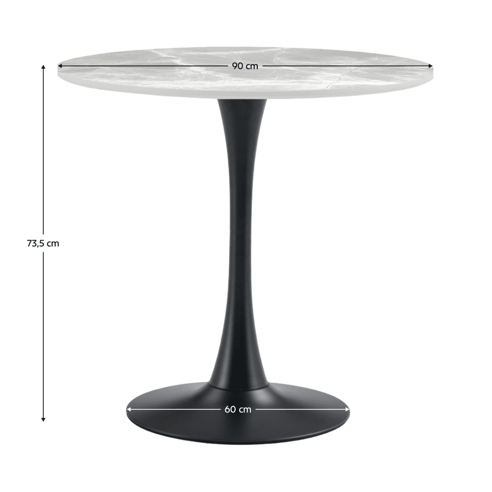 Masa de sufragerie, marmura gri/negru, diametru 90 cm, LORIAN TYP 1 11