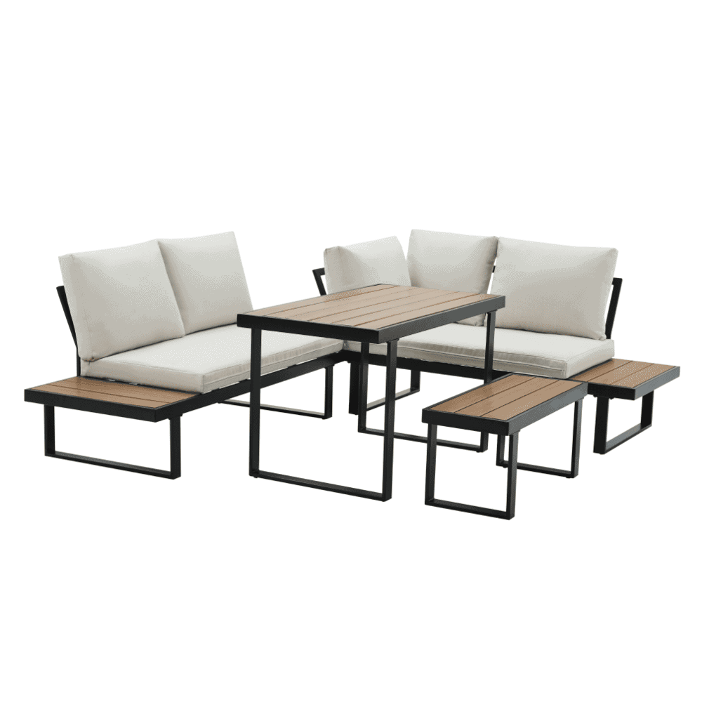 Set de gradina, negru/crem/stejar, FLOJD 10