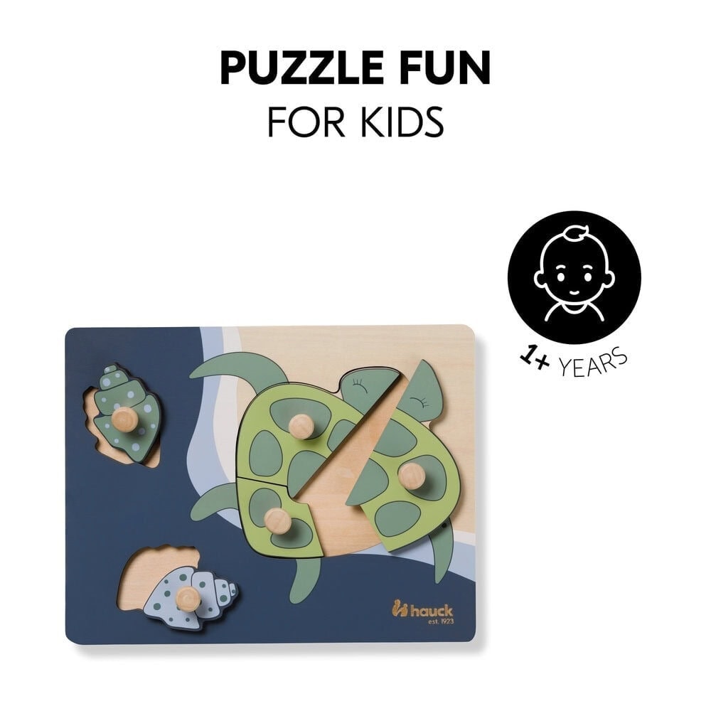 Puzzle din lemn certificat FSC, cu piese imbinate, Hauck, Turtle 21
