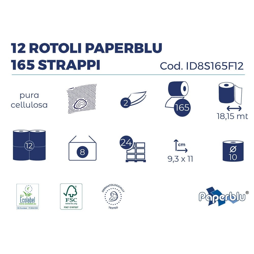 Hartie igienica PaperBlue, 18.15 m, 2 straturi, 12 role 5
