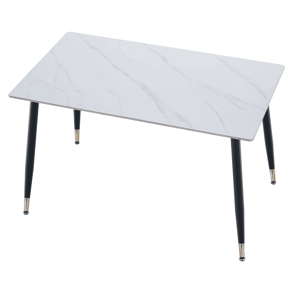 Masa de sufragerie, marmura alba/neagra/aur, 121x71 cm, FLORENC TIP 1 22