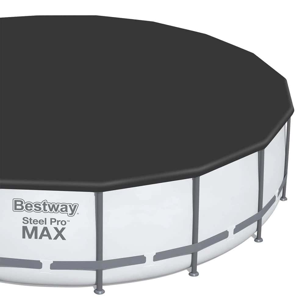 ​Piscina cu cadru metalic, material PVC, pompa de filtrare, filtru pompa tip II, scara, folie si prelata, minge, aripioare de inot, capacitate 12690 litri, forma rotunda, 396 x 122 cm 7
