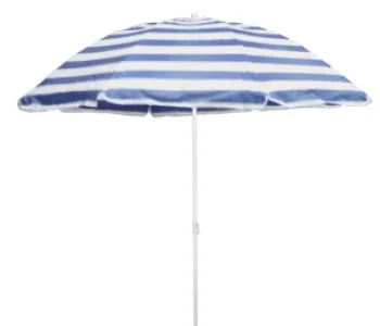 Umbrela soare DacEnergy©, suport fabricat din otel, forma rotunda, diametru 180 cm, culoare albastru/alb