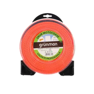 ​Fir motocoasa, nylon, lungimea de 60 m, profil patrat ondulat, diametru 3.0 mm