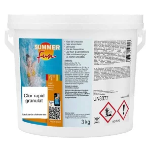​Clor rapid granulat, utilizat pentru dezinfectia apei din piscina, 3 kg