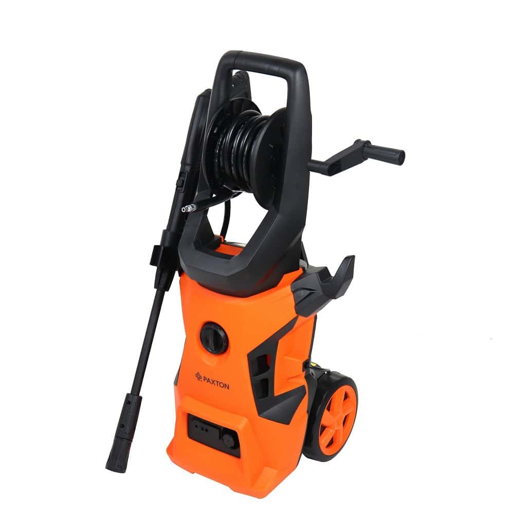 Aparat de spalat cu presiune Paxton, motor electric monofazat cu perii, 2200 W, functia de autoamorsare, derulator manual pentru cablu, presiune de lucru 120 bar