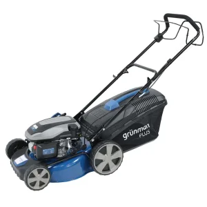 Masina de tuns iarba Grunman, motor pe benzina, 4 timpi, 3.54 CP, 2.6 kW, 6 pozitii de taiere, latime de taiere 45.7 cm, sac de colectare 65 litri
