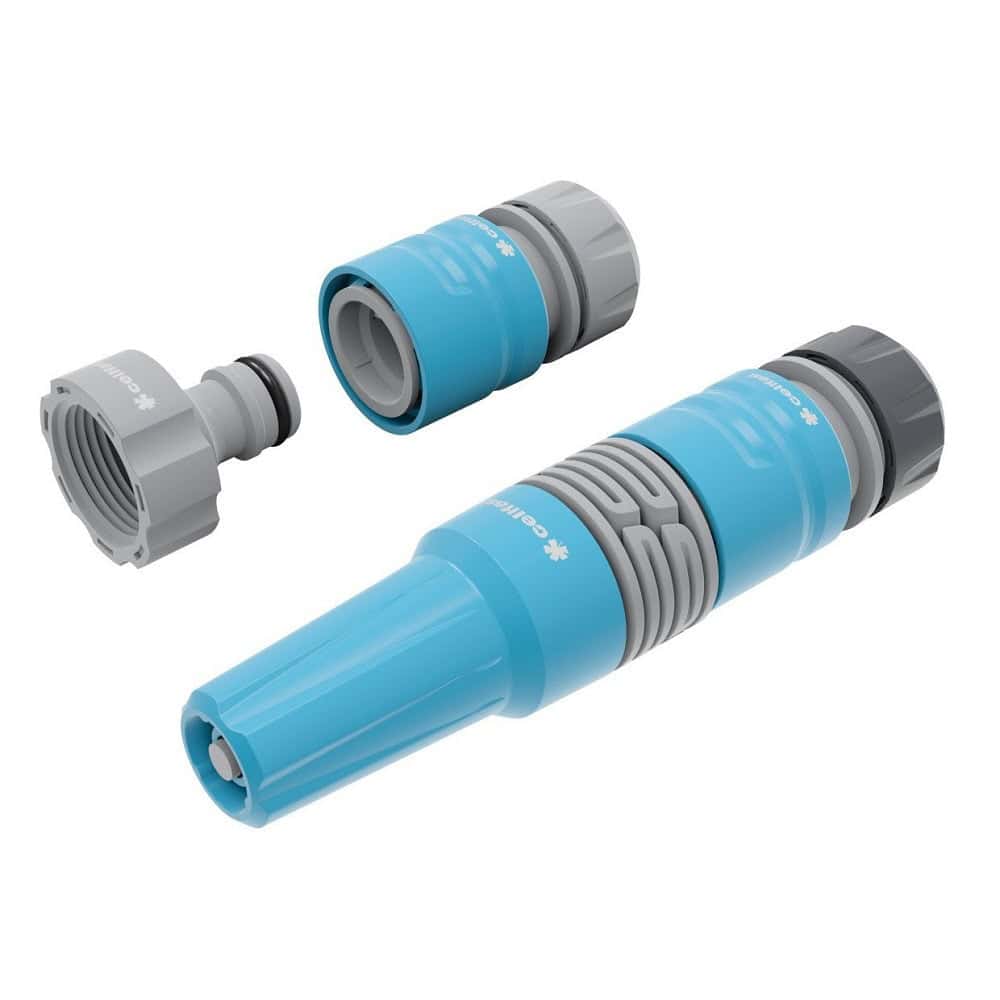 Set carucior si furtun gradina Cell Fast, furtun cu trei straturi, 20m, 12.5 mm, durabil si flexibi, un set de conexiune, un set cu duza reglabila 3