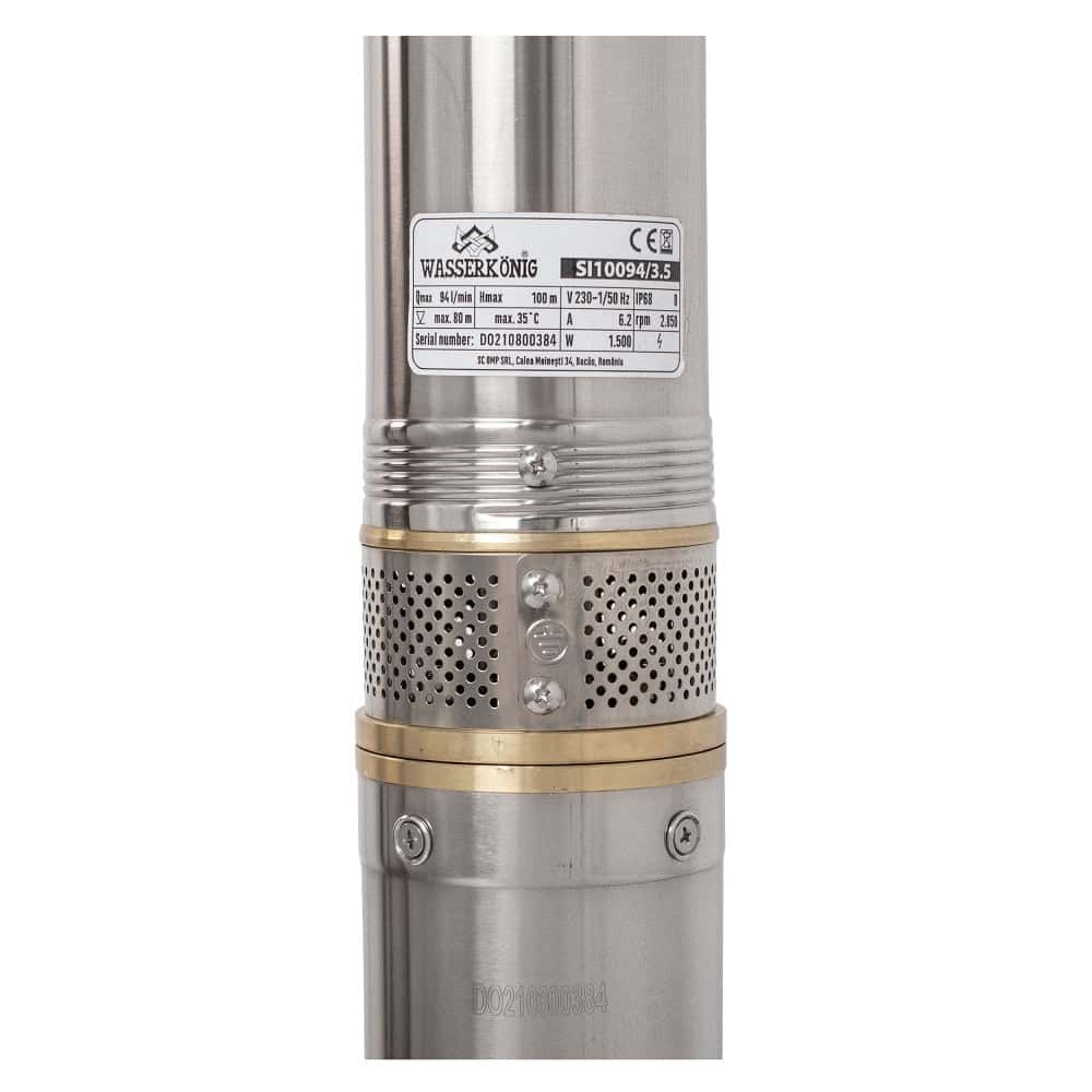 Pompa submersibila ape curate Wasserkonig, realizata din PPO si inox, debit maxim 94 l/min, inaltime maxima de refulare 100 m, puterea 1500 W, 180 x 100x 1340 mm 2