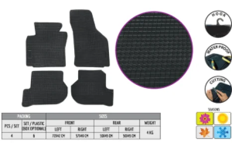 Set  covorase profesionale cauciuc culoare negru  ECO compatibil VW Sharan 2 dupa anul 2010