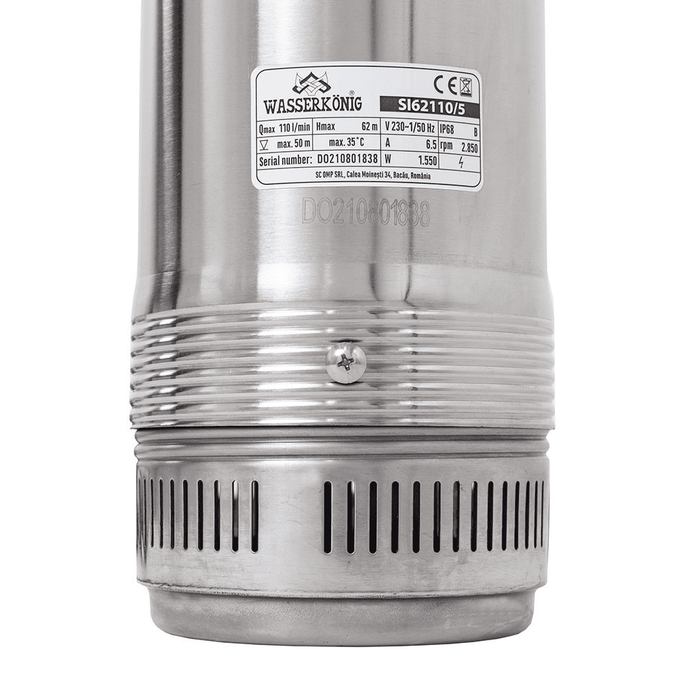 Pompa submersibila ape curate Wasserkonig, realizata din PPO si inox, inaltime maxima de refulare 62 m, puterea 1550 W, debit 6600 l/h, 560 x 210 x 126 mm 2
