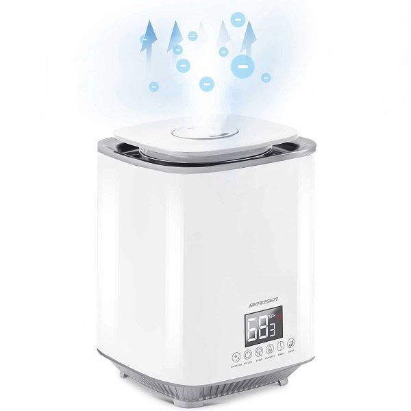 ​Umidificator de aer, functia de ionizare a aerului, de aromaterapie, ceata rece, oprire automata, rezervor 2,6 l, 250 ml/h, temporizator, higrostat si higrometru incorporabil, alb 4