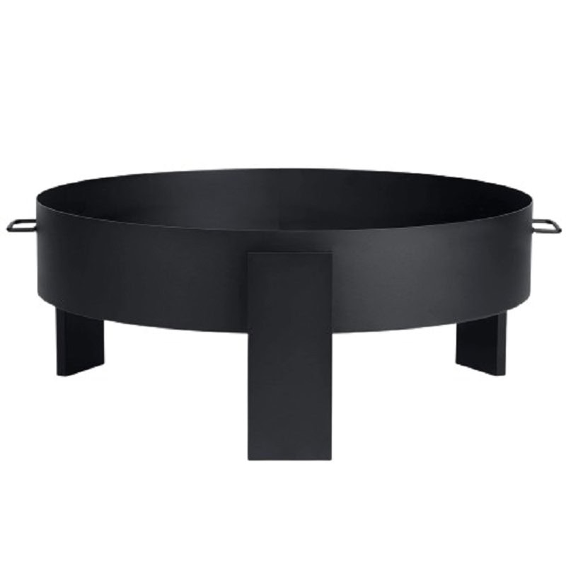 ​Vatra foc de gradina, fabricat din otel, manere pe ambele parti, diametrul 80 cm, inaltime 33 cm, forma rotunda, negru