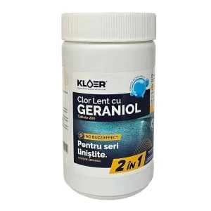 ​Clor Lent Tablete 200 g Geraniol Kloer, eficient impotriva bacteriilo, asigura un tratament continuu al apei, pentru apa piscina, 1 kg