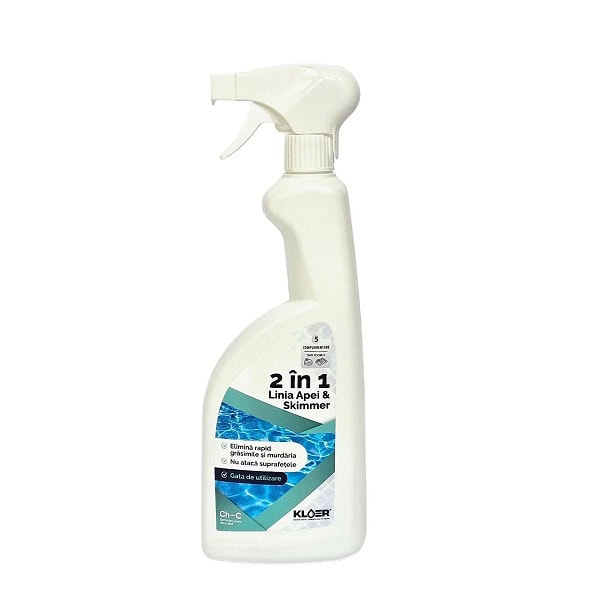 ​Detergent 2 in 1 pentru linie apa piscine si skimmer, elimina rapid grasimile si murdaria, aplicare usoara, lichid, 730 ml