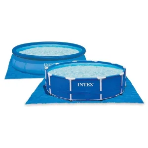 ​Covoras de piscina Intex, material vinil rezistent, protejeaza partea de jos de deteriorari si murdarie, 472 x 472 cm, albastru