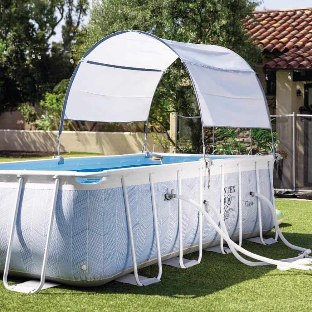 ​Copertina piscina Intex, pentru protectia solara, compatibila cu piscinele dreptunghiulare, 375 x 180 cm, alba 3
