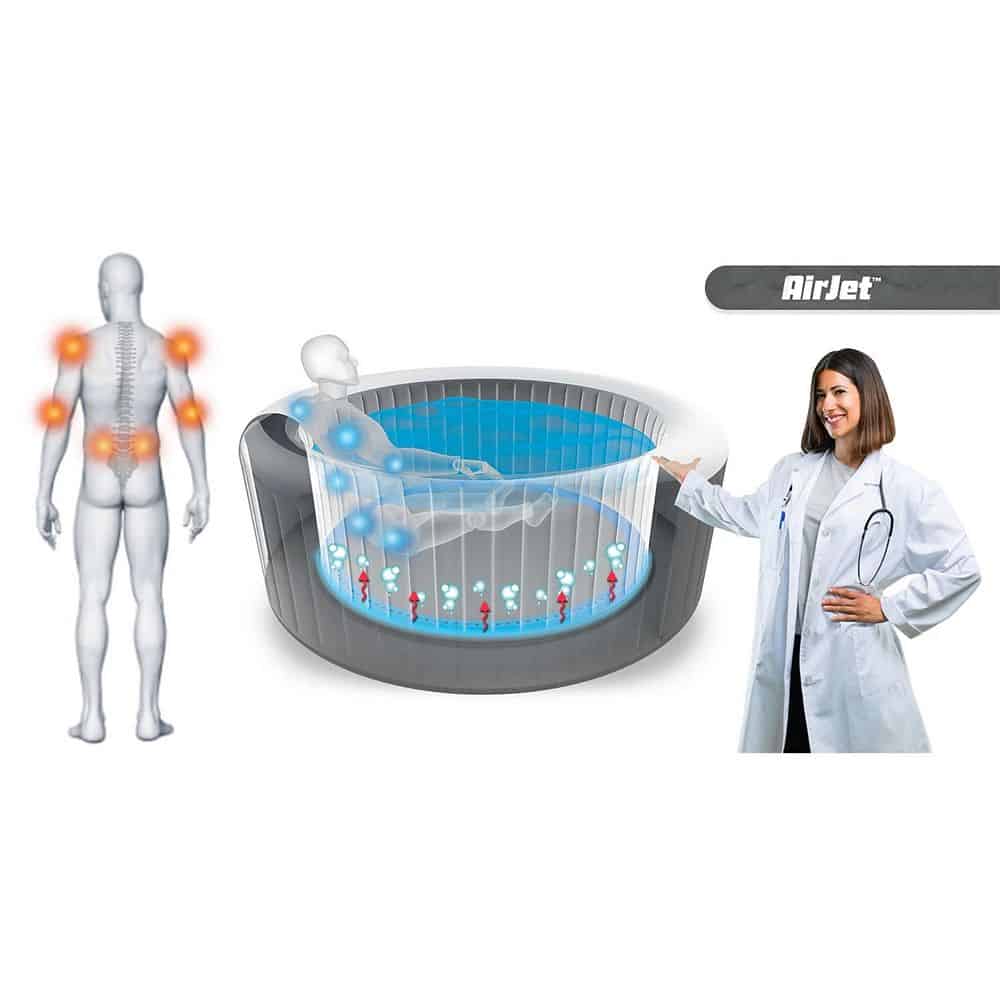 ​Piscina gonflabila, jacuzzi, Lay-Z Bali Brown Bestway, pompa de filtrare incorporata, prelata, 7 persoane, apa incalzita la 40°, sistem inovator AirJet™, panou de control si aplicatie, 1260 l, 216 x 216 x 71 cm 6