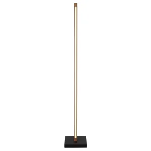 ​Lampadar LED, structura din metal, abajur din plastic, LED incorporat cu o putere de 23.5W, 520 lm, lumina calda, 1130 x 180 mm, IP20, negru mat si aspect lemn