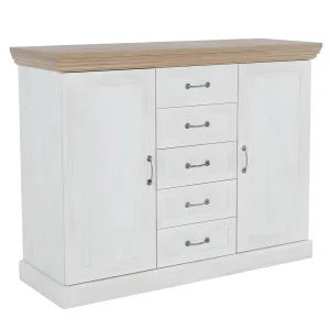 Comoda, 2 usi cu 5 sertare, pin nordic/stejar salbatic, ROYAL K2D
