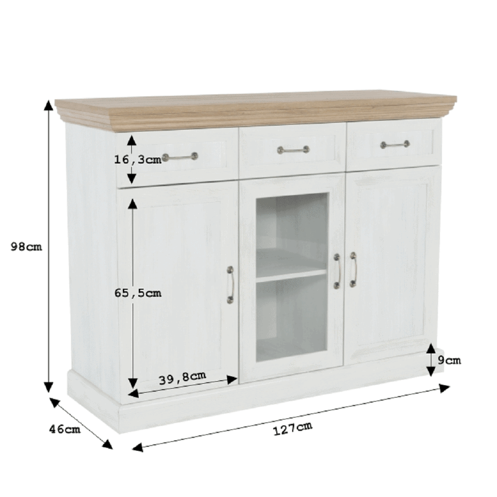 Comoda cu trei usi, pin nordic/stejar salbatic, ROYAL K1S 4