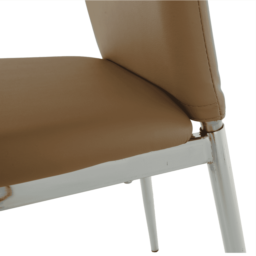 Scaun dining, piele ecologica bej/crom, ERVINA 4