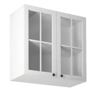 Dulap superior cu doua usi si cu sticla G80S, alb/pin Andersen, PROVENCE